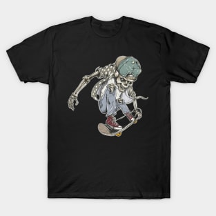 Skateboard skeleton background T-Shirt